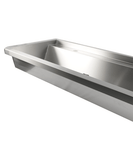 Vask i rustfritt stål 2 kraner 1200 mm, avløpsplugg og sprutvern inkludert, uten kraner
