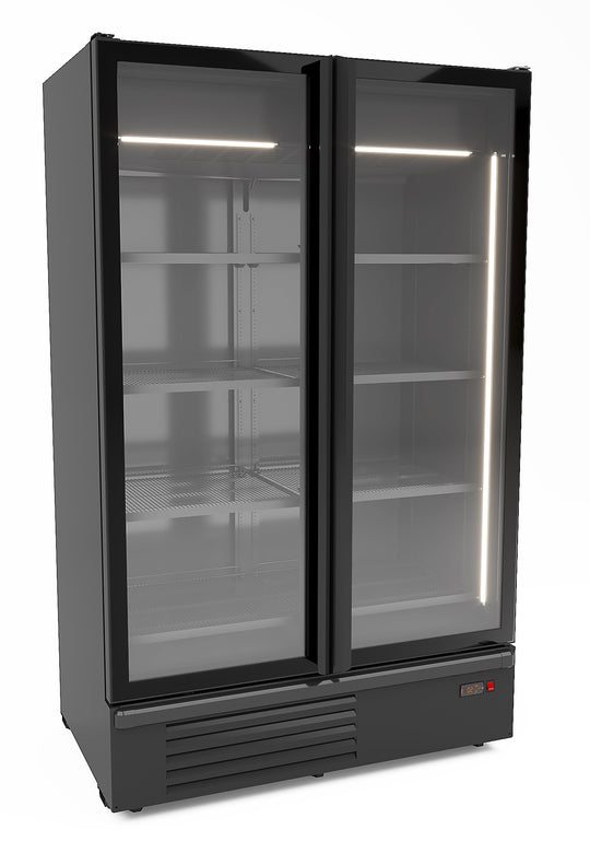 Fryser 2 glassdører svart 1230L