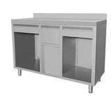 RUSTFRITT STÅL KAFFE ARBEIDSBORD 1500X600X1150