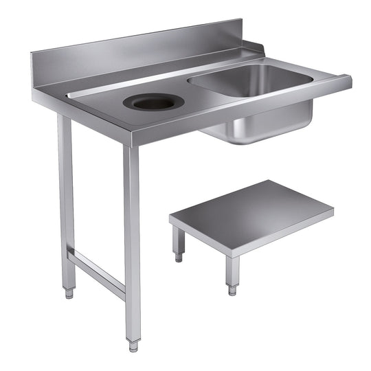 Innmatingsbord bunnhylle med avfallshull 1200 venstre for 7280.0045–0046