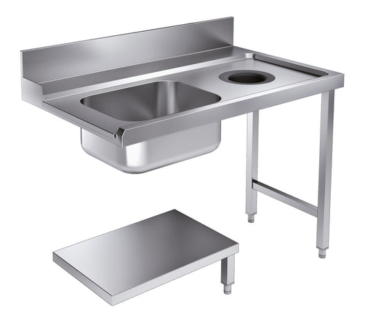 Innmatingsbord bunnhylle med avfallshull 1200 høyre for 7280.0045–0046