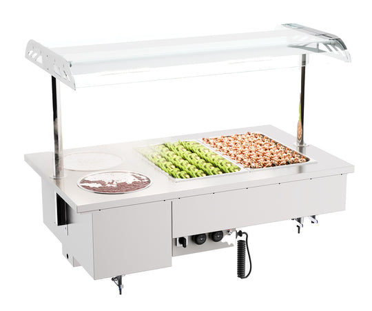 Nedfellt bain-marie-modul med boller 2/1