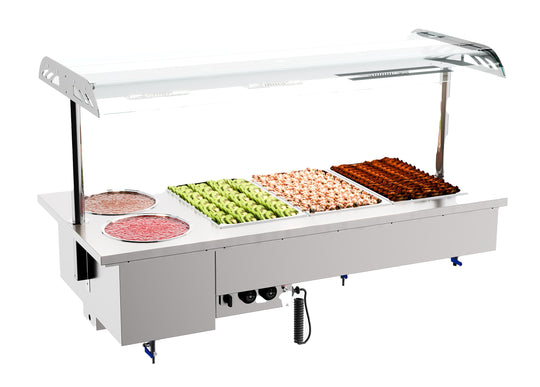 Nedfellt bain-marie-modul med boller 3/1