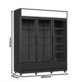 Kjøleskap 3 glassdører svart FCU-1200 BL