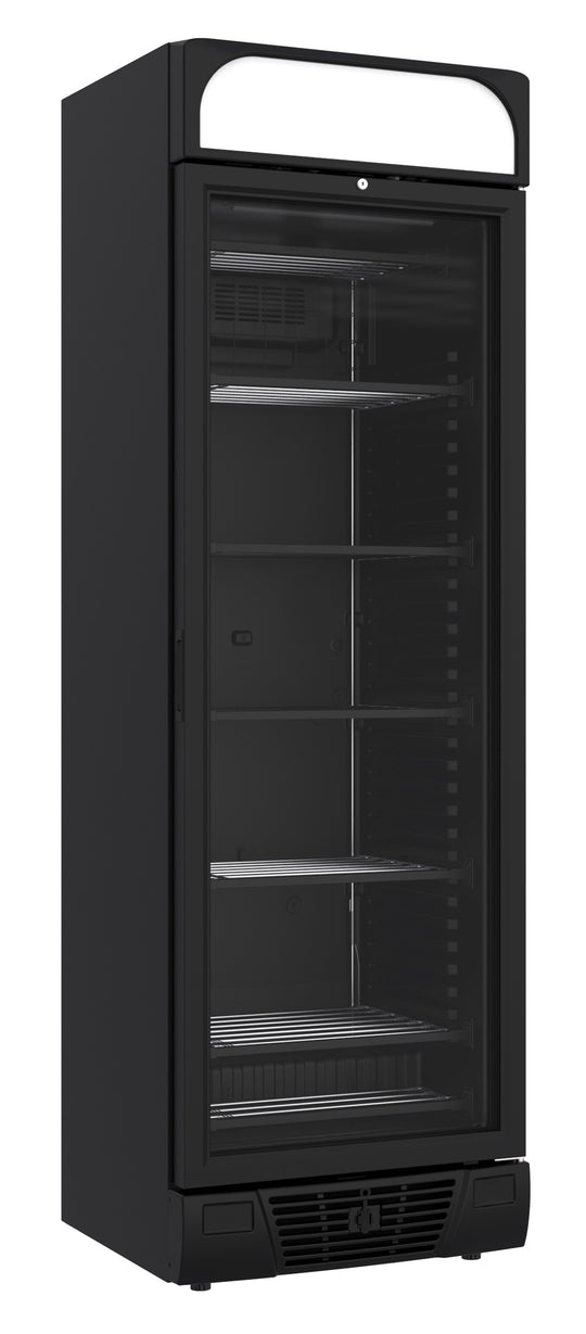 Fryser 1 glassdør svart 382L
