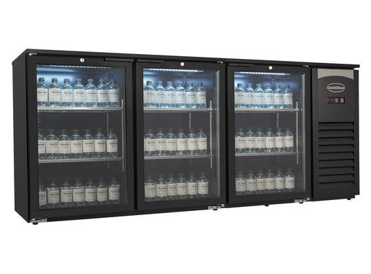 BACKBAR COOLER 3 GLASSDØRER SORT