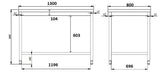 800 arbeidsbord åpen ramme 1300