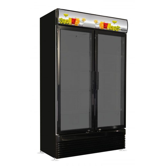 Svart kjøleskap med 2 glassdører BEZ 780 GD