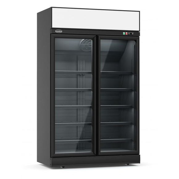 Svart/Antrasitt kjøleskap med 2 glass dører INS-1000R