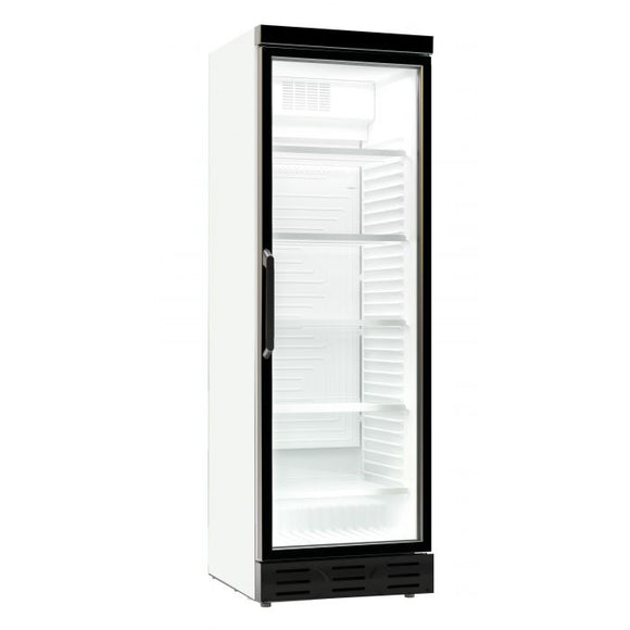 Hvitt kjøleskap glassdør 382L