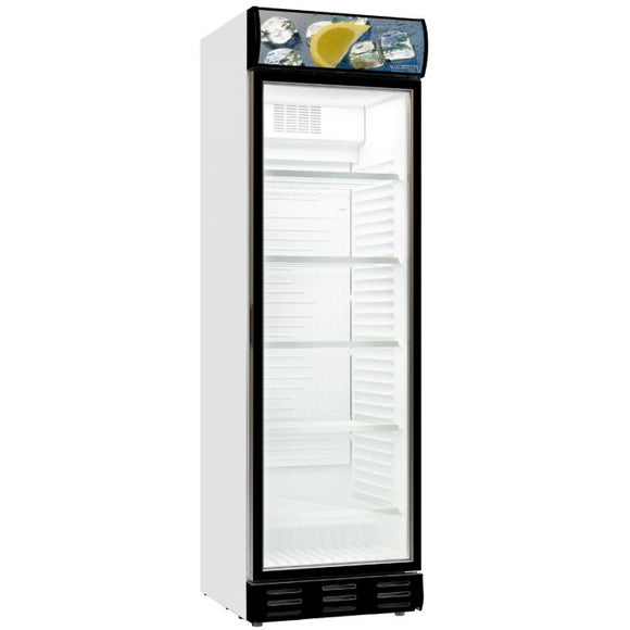Kjøleskap Hvit 382L m/ glassdør - Venstre roterende dør