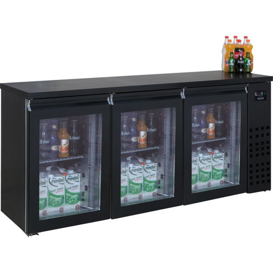 Bar kjøler svart 3 glassdører