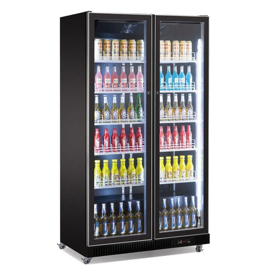 Kjøleskap 2 glassdører svart -758L