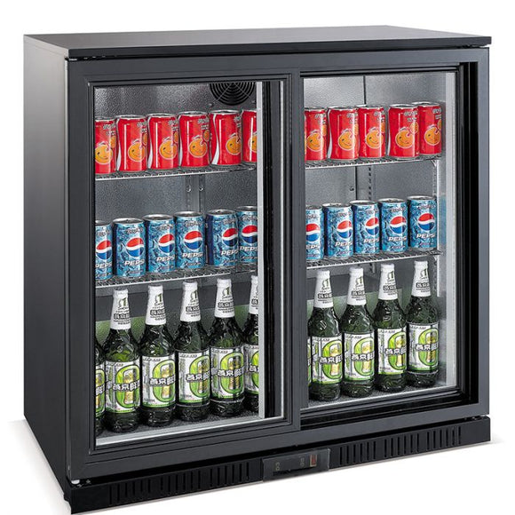 Backbar cooler svart 198 L 2 skyvedører