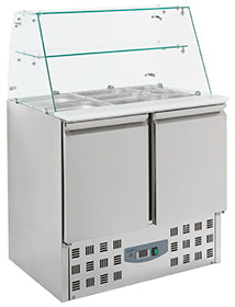 Saladette m/kjøleelement 2 dører glass 900x700x850