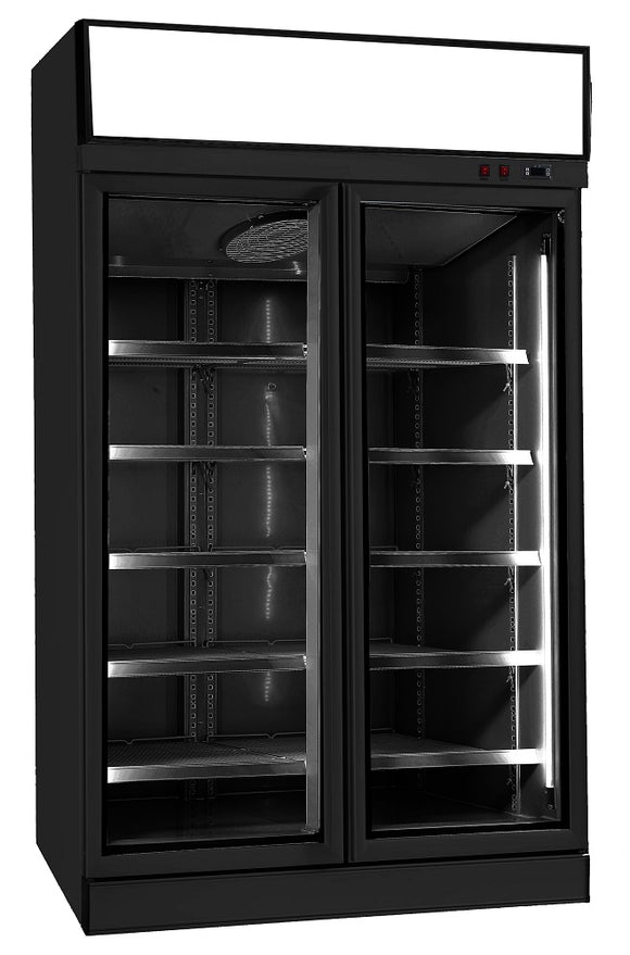 Svart kjøleskap med 2 glass dører INS-1000R